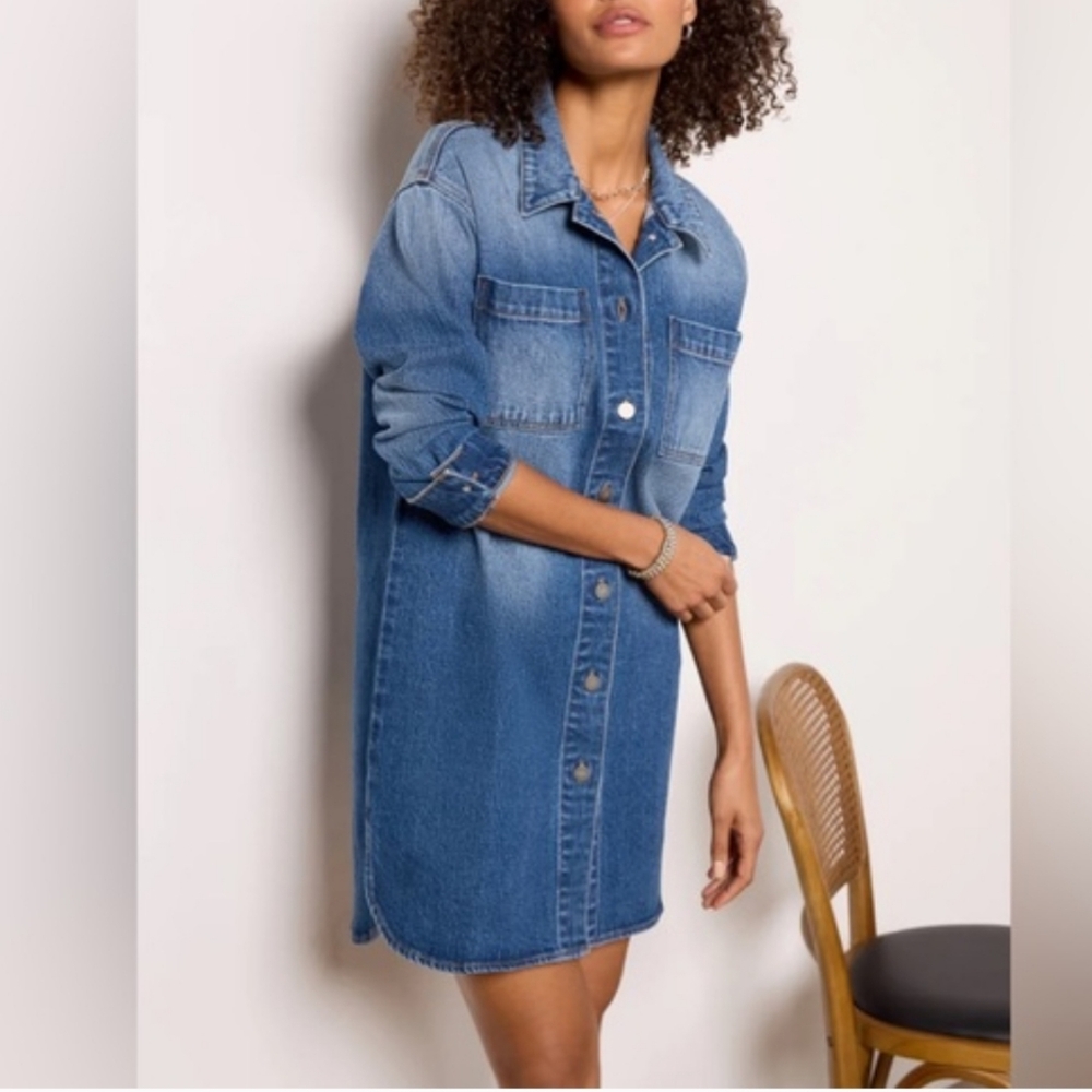 Evereve Ever Denim‎ Dress Classic Button-Up Size S